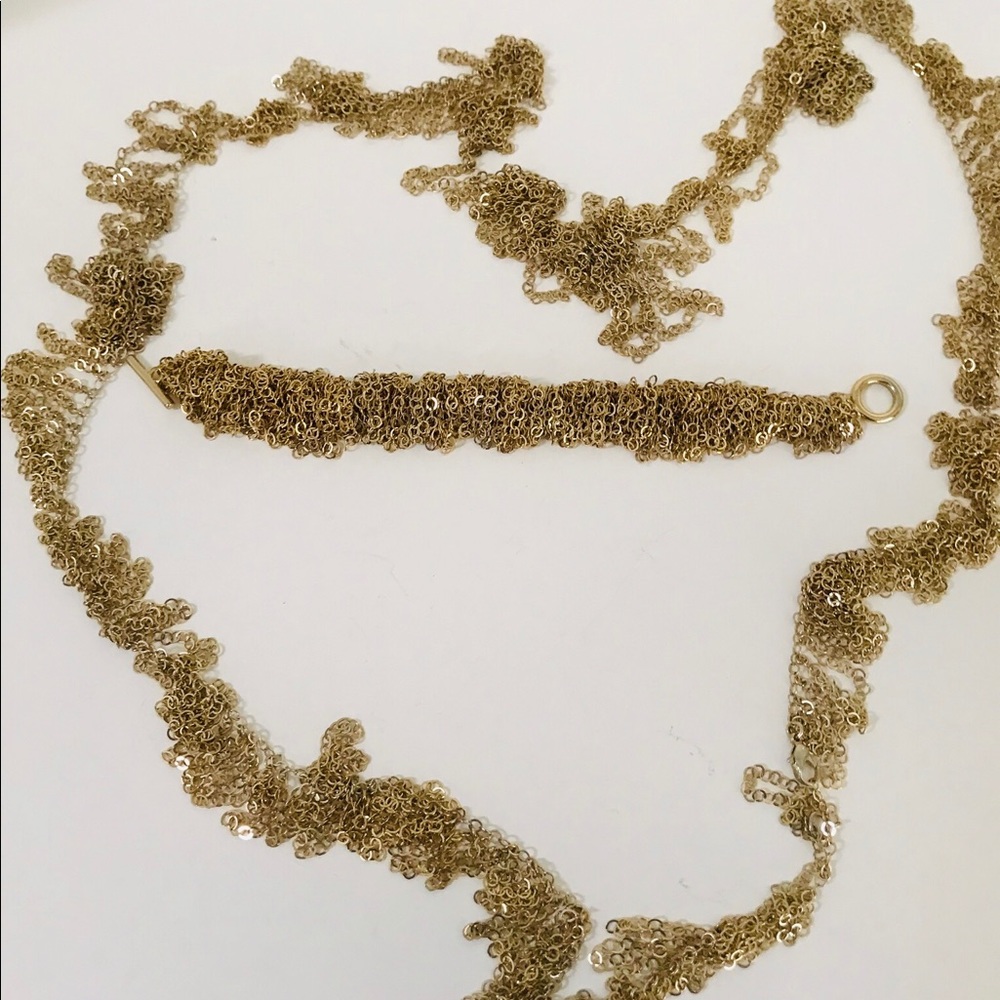 GOLDTONE CHAIN/DANGLE WRAP Necklace& Bracelet Set